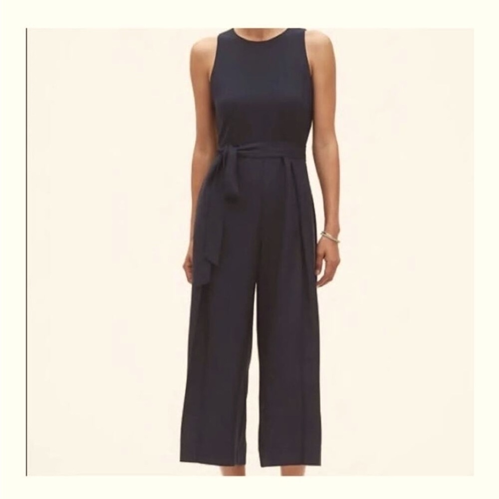 Banana Republic XS black sleeveless crop wide leg jumpsuit
